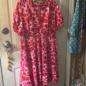 Vibrant Pink Floral Midi Dress